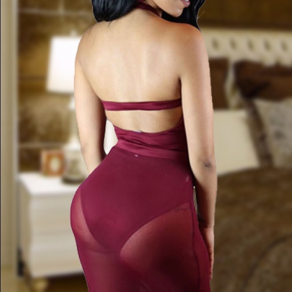 ❤️Wine Twi-Piece backless skirt set - Picture 2 of 2